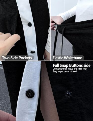 Tear Away Pants for Women Side Slit Snap Sweatpants Loose Fit Surgery Post Surgery Pants for Women in Saudi Arabia