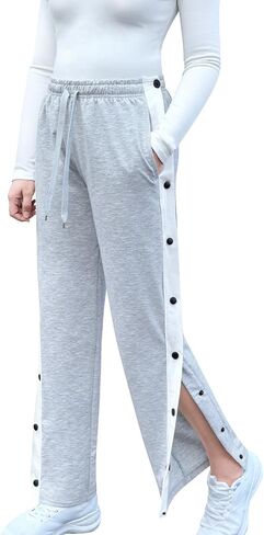 Tear Away Pants for Women Side Slit Snap Sweatpants Loose Fit Surgery Post Surgery Pants for Women in Saudi Arabia