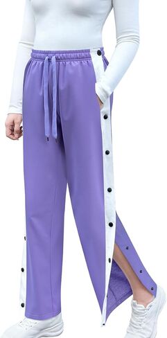 Tear Away Pants for Women Side Slit Snap Sweatpants Loose Fit Surgery Post Surgery Pants for Women in Saudi Arabia