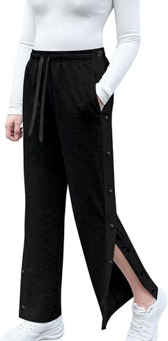 Tear Away Pants for Women Side Slit Snap Sweatpants Loose Fit Surgery Post Surgery Pants for Women in Saudi Arabia