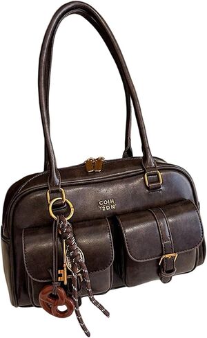 SHENHE Women's PU Leather Shoulder Bag Top Handle Y2k Handbag Purse Boston Bowler Bag for Travel in Saudi Arabia