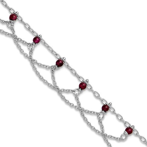 JewelryWeb خلخال من الفضة الاسترليني عيار 925 مصنوع من العقيق المصقول مقاس 10 بوصات بحلقة زنبركية 1 ملم خلخال واسع للنساء in Kuwait