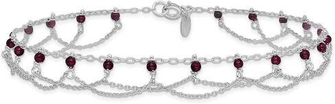 JewelryWeb خلخال من الفضة الاسترليني عيار 925 مصنوع من العقيق المصقول مقاس 10 بوصات بحلقة زنبركية 1 ملم خلخال واسع للنساء in Kuwait