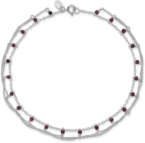 JewelryWeb خلخال من الفضة الاسترليني عيار 925 مصنوع من العقيق المصقول مقاس 10 بوصات بحلقة زنبركية 1 ملم خلخال واسع للنساء in Kuwait