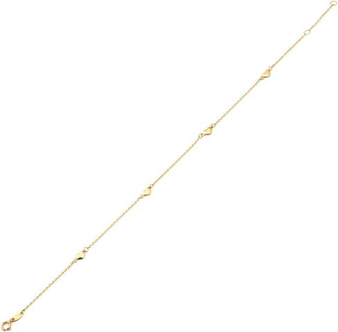 سلسلة رولو LoveBling من الذهب الأصفر عيار 10 قيراط 0.50 مم من قطع الماس مع 4 قلادات على شكل قلب قابلة للتعديل من 9 إلى 10 بوصة (#16) in Kuwait