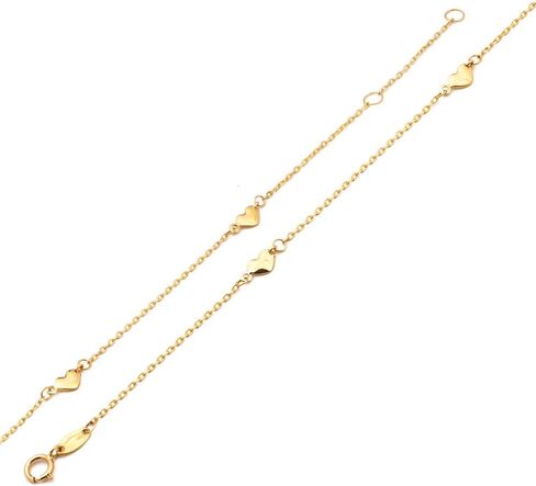 سلسلة رولو LoveBling من الذهب الأصفر عيار 10 قيراط 0.50 مم من قطع الماس مع 4 قلادات على شكل قلب قابلة للتعديل من 9 إلى 10 بوصة (#16) in Kuwait
