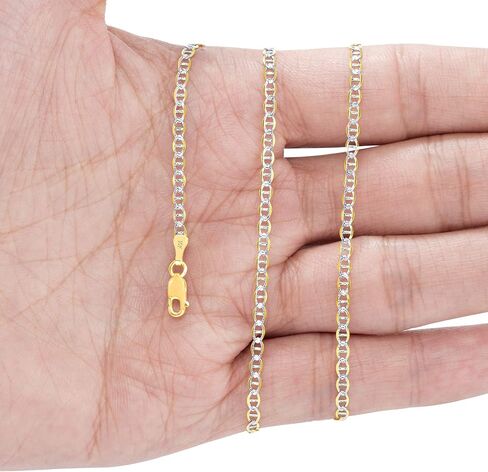 Nuragold 10k الذهب الأصفر الحقيقي الصلبة مارينر 2.5 ملم مرساة سلسلة تمهيد الماس قطع سوار أو خلخال (7 "-9") مجوهرات إيطالية بدرجتين للرجال والنساء in Kuwait