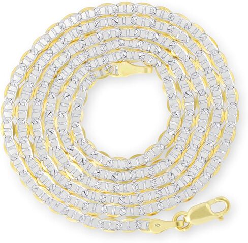 Nuragold 10k الذهب الأصفر الحقيقي الصلبة مارينر 2.5 ملم مرساة سلسلة تمهيد الماس قطع سوار أو خلخال (7 "-9") مجوهرات إيطالية بدرجتين للرجال والنساء in Kuwait