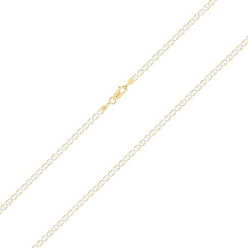 Nuragold 10k الذهب الأصفر الحقيقي الصلبة مارينر 2.5 ملم مرساة سلسلة تمهيد الماس قطع سوار أو خلخال (7 "-9") مجوهرات إيطالية بدرجتين للرجال والنساء in Kuwait