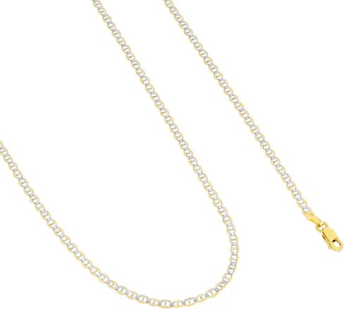 Nuragold 10k الذهب الأصفر الحقيقي الصلبة مارينر 2.5 ملم مرساة سلسلة تمهيد الماس قطع سوار أو خلخال (7 "-9") مجوهرات إيطالية بدرجتين للرجال والنساء in Kuwait