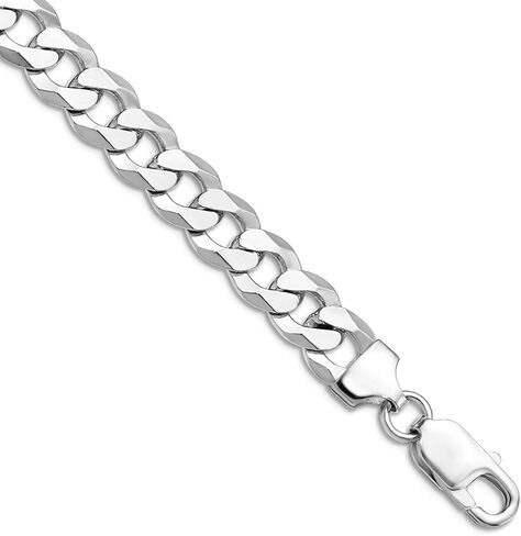 JewelryWeb 925 Sterling Silver Rhodium Plated 8.5mm Flat Curb Chain Bracelet Link-Bracelet for Women and Men in Saudi Arabia