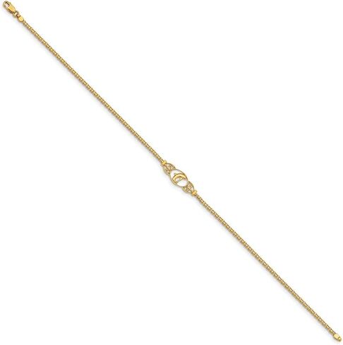 Solid 14k Yellow Gold Dolphin Anklet - with Secure Lobster Lock Clasp 10" in Saudi Arabia