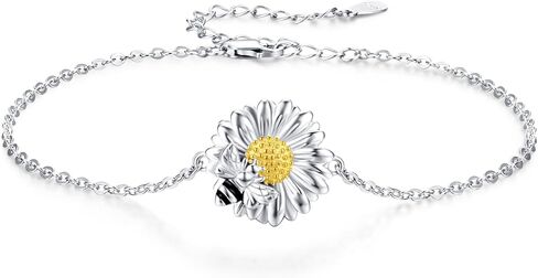 925 Sterling Silver Dolphins/Infinity/Pink Heart/Butterfly/Bee/Cross American Flag/Sunflower Bracelet Sterling Silver Jewelry Gifts for Women in Saudi Arabia