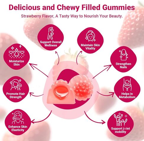 Collagen Gummies for Women, Sugar-Free Hydrolyzed Collagen Gummy with Type I, II, III, V, X Collagen Peptides, Biotin, Hyaluronic Acid & MultiVitamins, Promote Skin/Hair/Nail/Bones, 120 Cts in Saudi Arabia