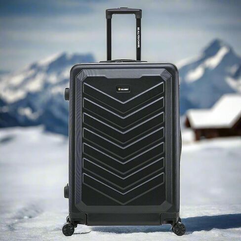 US ARMY Fox 28 inch Hardside Luggage with Spinner Wheels | Lightweight Large Suitcase for Extended Travel | Chevron Icon, Gel Handle, Side Studs, Retractable Trolley, Heavy Duty | Black in Saudi Arabia