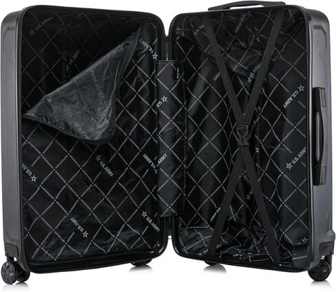 US ARMY Fox 28 inch Hardside Luggage with Spinner Wheels | Lightweight Large Suitcase for Extended Travel | Chevron Icon, Gel Handle, Side Studs, Retractable Trolley, Heavy Duty | Black in Saudi Arabia
