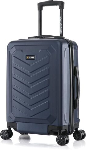 US ARMY Fox 28 inch Hardside Luggage with Spinner Wheels | Lightweight Large Suitcase for Extended Travel | Chevron Icon, Gel Handle, Side Studs, Retractable Trolley, Heavy Duty | Black in Saudi Arabia