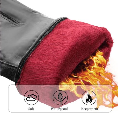 Womens Winter Leather Gloves Winter Warm Lined Black Winter Gloves for Women Driving Dress Gloves in Kuwait