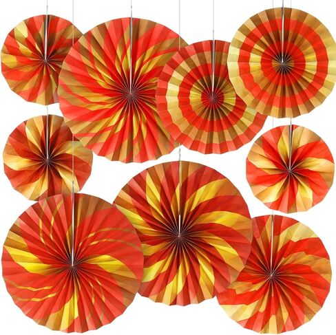 Outus 9 Pcs Chinese New Year Decoration Paper Fans Red Chinese Hanging Ornaments Lunar New Year Party Fan Ceiling Wall Decor Lunar Festival Paper Fan for 2026 Horse Festival Party Supplies (Classic) in Saudi Arabia