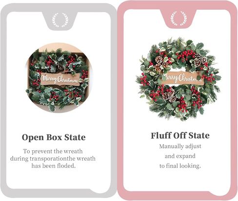 idyllic Christmas Wreath-22 Christmas Decoration Wreaths for Front Door Winter Spring Wreath with Pine Needles Eucalyptus Holly Leaves Pine Cones Red Berries for Indoor Outdoor Home Wall Decor in Saudi Arabia