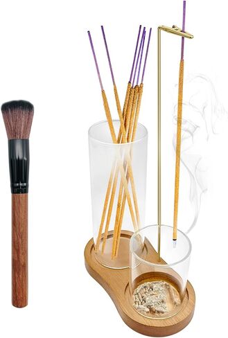 2 in 1 Glass Incense Holder and Burner with Ash Catcher and Stick Storage,Anti-Ash Flying, Mess-Free for Meditation Yoga Spa Gift Home Decor in Saudi Arabia