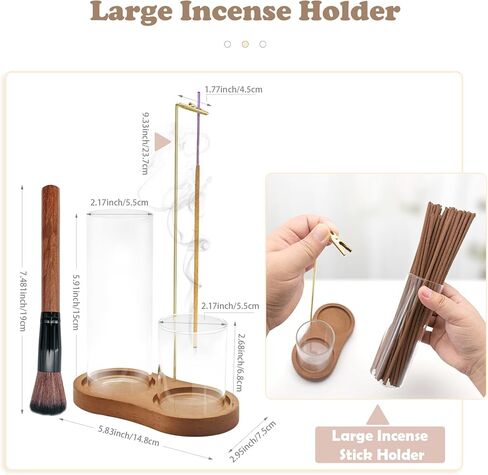 2 in 1 Glass Incense Holder and Burner with Ash Catcher and Stick Storage,Anti-Ash Flying, Mess-Free for Meditation Yoga Spa Gift Home Decor in Saudi Arabia