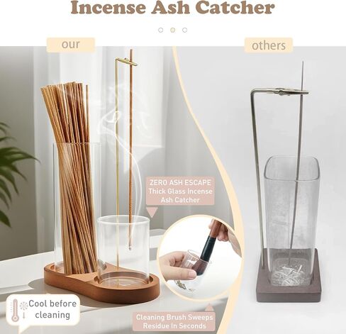 2 in 1 Glass Incense Holder and Burner with Ash Catcher and Stick Storage,Anti-Ash Flying, Mess-Free for Meditation Yoga Spa Gift Home Decor in Saudi Arabia