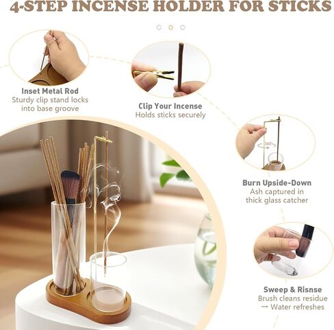 2 in 1 Glass Incense Holder and Burner with Ash Catcher and Stick Storage,Anti-Ash Flying, Mess-Free for Meditation Yoga Spa Gift Home Decor in Saudi Arabia