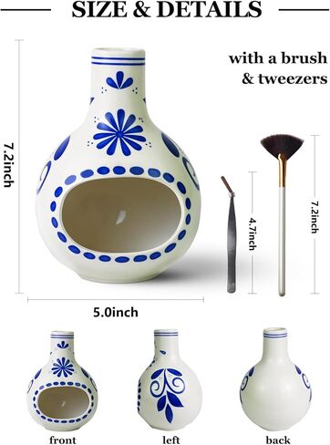 Handcrafted Ceramic palo Santo Holder-palo Santo Burner for Yoga, Meditation, and Energy Cleansing-4 in 1incense Holder - sage Holder, Incense Burner, Smudge Bowl, palo Santo Sticks Holder in Saudi Arabia