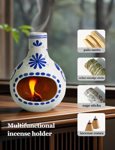 Handcrafted Ceramic palo Santo Holder-palo Santo Burner for Yoga, Meditation, and Energy Cleansing-4 in 1incense Holder - sage Holder, Incense Burner, Smudge Bowl, palo Santo Sticks Holder in Saudi Arabia