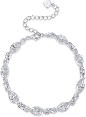 Infinity Oval Moissanite Link Bracelet, 2.4cttw D Color VVS1 925 Sterling Silver Adjustable Eye Link Bracelets for Women Birthday Jewelry Gifts in Saudi Arabia