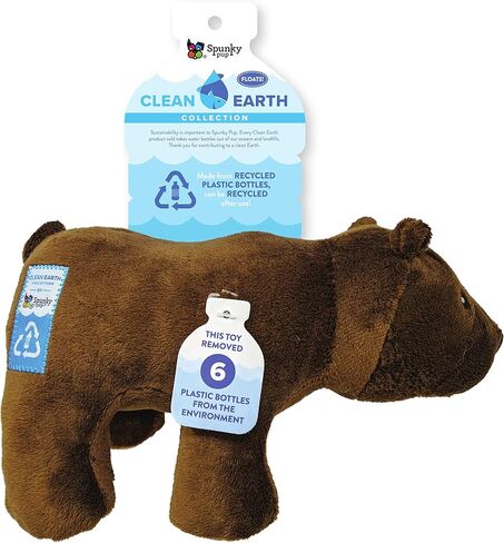 Spunky pup Clean Earth Plush Dog Toy with Squeaker - Recycled, Eco-Friendly, Floats for Beach, Lake, Pool - Manatee, Large in Kuwait