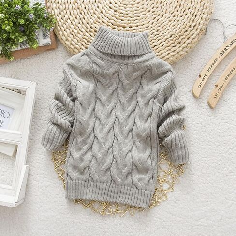 Toddler Baby Boys Girls Knit Sweaters Turtleneck High Collar Fall Winter Warm Sweater Pullover Tops 2-10 Years in Saudi Arabia