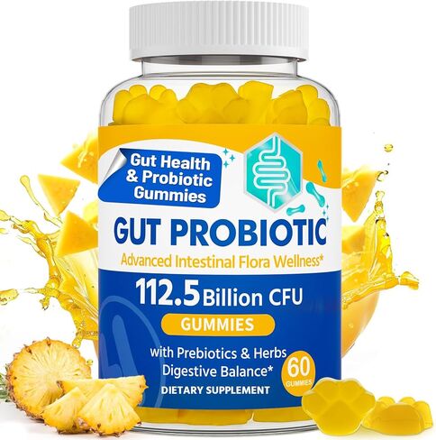 علكة صحة الأمعاء والبروبيوتيك، 112.5 مليار وحدة تشكيل مستعمرة، خالية من السكر - 8 سلالات + البريبايوتكس + أعشاب - للجهاز الهضمي والمناعة والإسهال والانتفاخ - صحة الأمعاء للنساء والرجال، 60 قطعة علكات بروبيوتيك in Kuwait