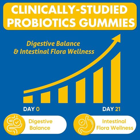 علكة صحة الأمعاء والبروبيوتيك، 112.5 مليار وحدة تشكيل مستعمرة، خالية من السكر - 8 سلالات + البريبايوتكس + أعشاب - للجهاز الهضمي والمناعة والإسهال والانتفاخ - صحة الأمعاء للنساء والرجال، 60 قطعة علكات بروبيوتيك in Kuwait