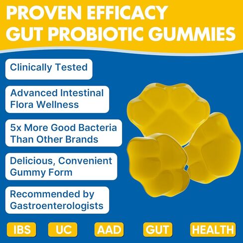 علكة صحة الأمعاء والبروبيوتيك، 112.5 مليار وحدة تشكيل مستعمرة، خالية من السكر - 8 سلالات + البريبايوتكس + أعشاب - للجهاز الهضمي والمناعة والإسهال والانتفاخ - صحة الأمعاء للنساء والرجال، 60 قطعة علكات بروبيوتيك in Kuwait