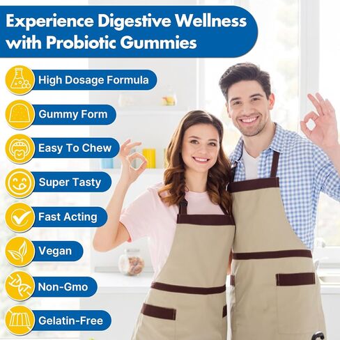 علكة صحة الأمعاء والبروبيوتيك، 112.5 مليار وحدة تشكيل مستعمرة، خالية من السكر - 8 سلالات + البريبايوتكس + أعشاب - للجهاز الهضمي والمناعة والإسهال والانتفاخ - صحة الأمعاء للنساء والرجال، 60 قطعة علكات بروبيوتيك in Kuwait