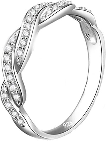 مجموعة خواتم إنفينيتي من الفضة الإسترلينية 925 الحقيقية لحفلات الزفاف والخطوبة مطلية بالذهب عيار 18 قيراط للنساء والفتيات، باللون الأبيض in Kuwait