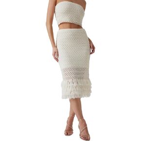 GUESS Women's Eco Luca Fringed Hem Midi Skirt in Saudi Arabia