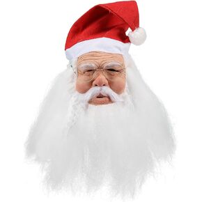 Realistic Santa Claus Mask with Hat & Beard for Christmas Funny Adult Men & Women Cosplay Costume Latex Face Mask in Saudi Arabia