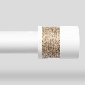 Curtain Rods for Windows 48 to 84 Inch, White Boho Decorative Handmade Twine Wrapped End Cap Finials, 1" Adjustable Vintage Rustic Farmhouse Window Treatment Rods, Easy Install in Kuwait