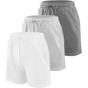 Liloak 4/5 Pack Sweat Shorts for Women with Pockets, Drawstring Cotton Workout Shorts Lounge Casual for Summer Running Shorts in Saudi Arabia