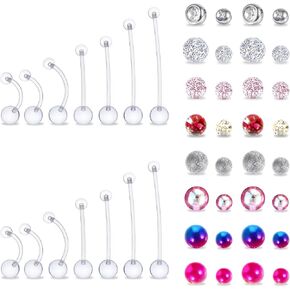 Lusofie Pregnancy-Safe Belly Button Rings - Flexible Silicone Navel Jewelry for Maternity Comfort (10-38mm, Clear). Comfortably Expands with Your Bump, 14G Surgical-Grade in Kuwait