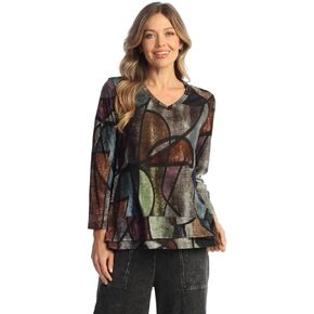 Jess & Jane Women's Cotton Modal V-Neck Top w/Overlined Hem - KM6 in Saudi Arabia