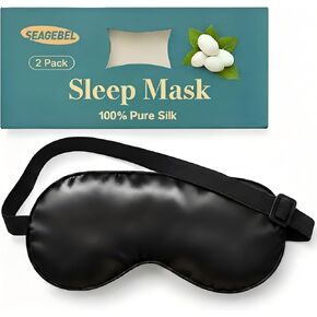 قناع النوم 100% أقنعة عين من حرير التوت النقي مع حزام قابل للتعديل للنوم من حرير التوت غطاء ظلال النوم للعين يقلل من انتفاخ العيون هدايا السفر in Kuwait