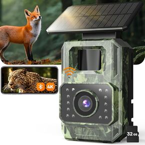 كاميرا Assark Solar Trail بدقة 48 ميجابكسل 30 إطارًا في الثانية، كاميرا ألعاب بلوتوث واي فاي مع مشغل حركة 0.2 ثانية، رؤية ليلية تعمل بحركة IP66 مقاومة للماء لاستكشاف الحياة البرية مع بطاقة SD صغيرة سعة 32 جيجابايت in Kuwait