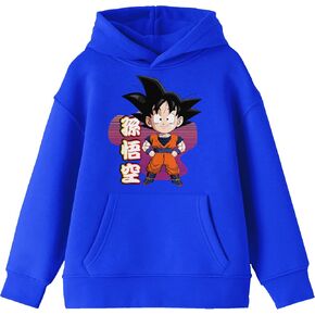 سويت شيرت بقلنسوة للشباب من Bioworld Dragon Ball Z Smiling Chibi Goku بأكمام طويلة باللون الأزرق الملكي in Kuwait