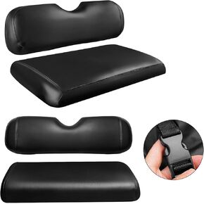 أغطية مقاعد عربة الجولف من الجلد الأسود وأغطية المقاعد الأمامية والخلفية متوافقة مع EZGO TXT 1994-2013 وسادة المقعد العادية الأصلية وخياطة بيج بدون دبابيس in Kuwait