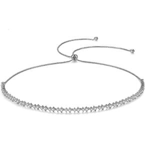 14K Gold Moissanite Tennis Slide Choker Necklace For Women,Dainty Moissanite Pull Design Adjustable Chian Necklace,Fashion Jewelry Gift for Her in Saudi Arabia