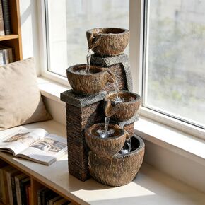 Indoor Desktop Fountain, LED Light Layered Rock Water Waterfall Fountain, 13.77 x 5.51 x 6.69 in, Indoor Desktop Decoration, Quiet and Relaxing Indoor Water Feature Decoration in Saudi Arabia